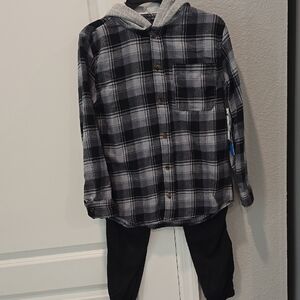 Tony Hawk Plaid Hooded Shirt with Black Pants